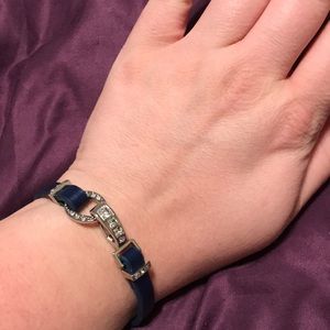 Crystal and leather bracelet